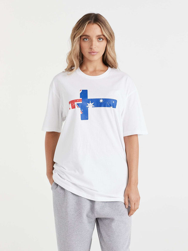 Australian flag - White christian t shirt for women