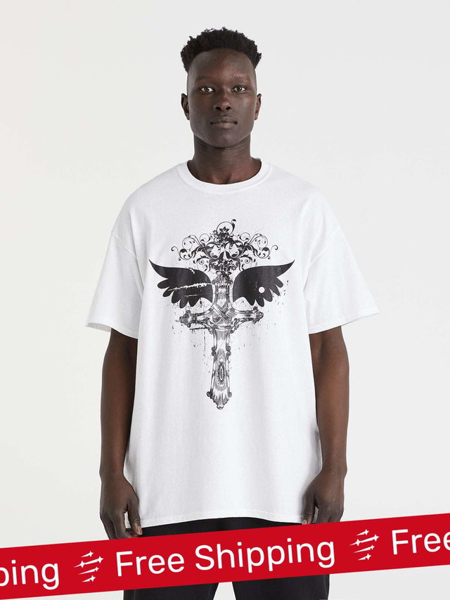 Cross Wings - White christian shirt for men