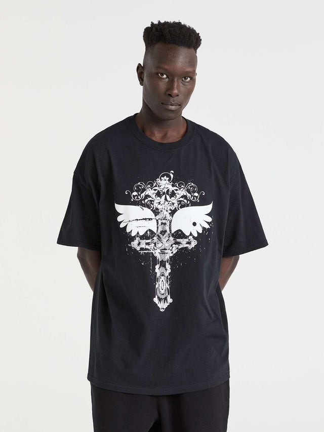 Cross Wings - Black christian t shirt for men