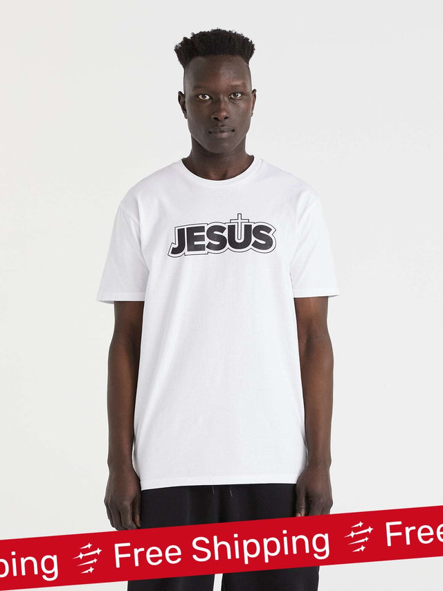 Jesus Cross - White christian shirt for men